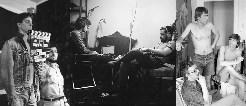 Slating, recording sound, and Peter de Rome with Tim Kent and his body double