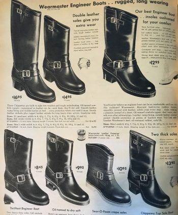 Vintage ad for 1950s black engineer boots