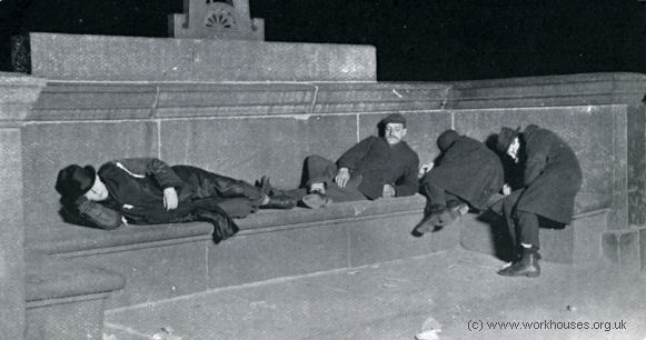 Men asleep on Southwark Bridge