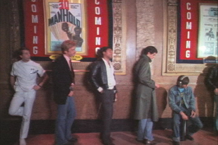 Queue of men waiting to get into the theater in A Night at the Adonis