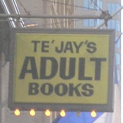 Te'Jay's Adult Books sign