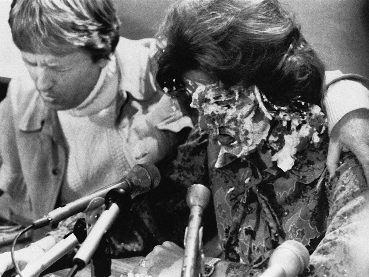 Anita Bryant pied in the face
