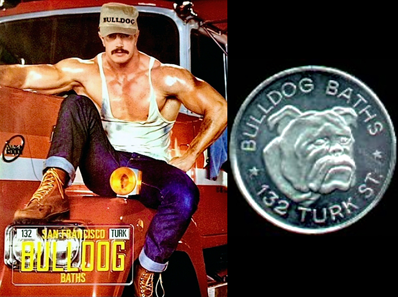 Bulldog Baths ad and token