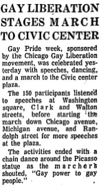 Chicago Tribune 1971 Pride Parade Article