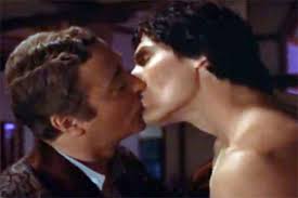 Deathtrap kiss between Michael Caine and Christopher Reeve