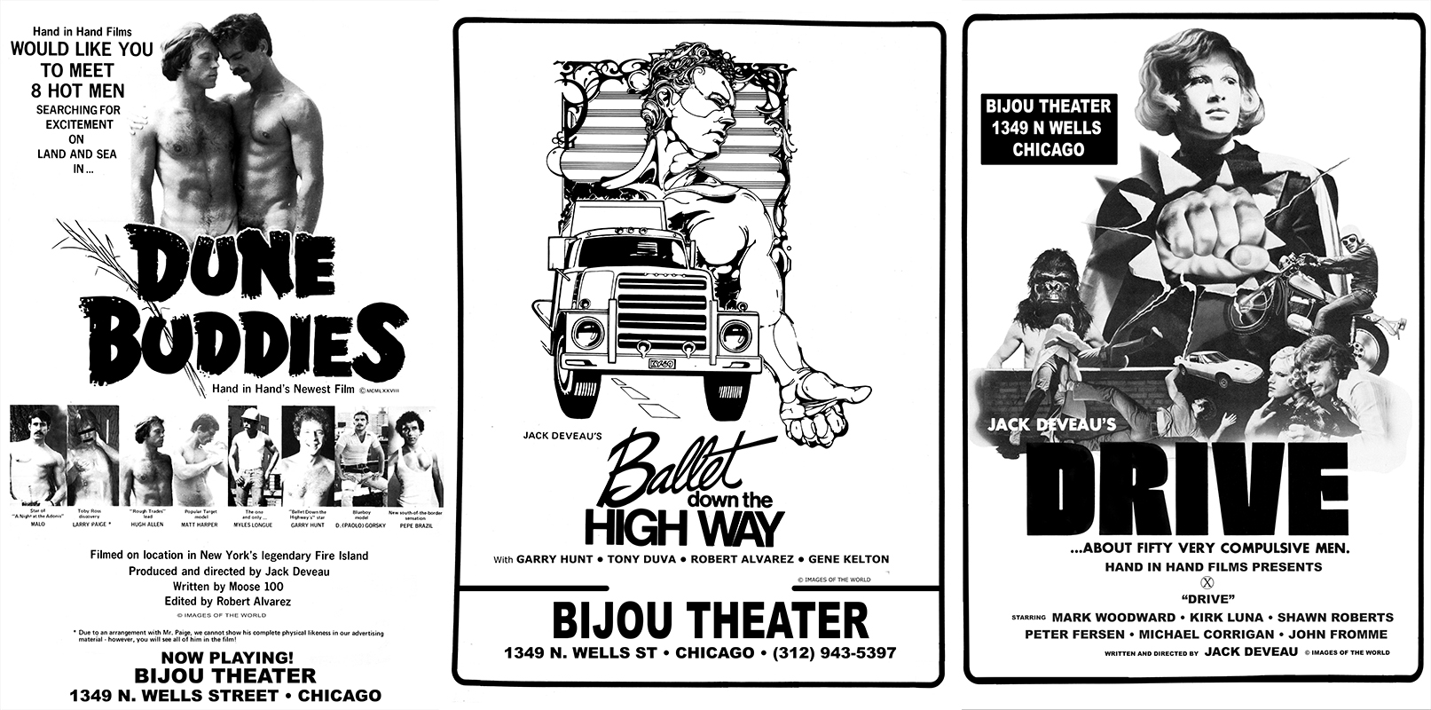 Vintage posters for Dune Buddies, Ballet Down the Highway & Drive