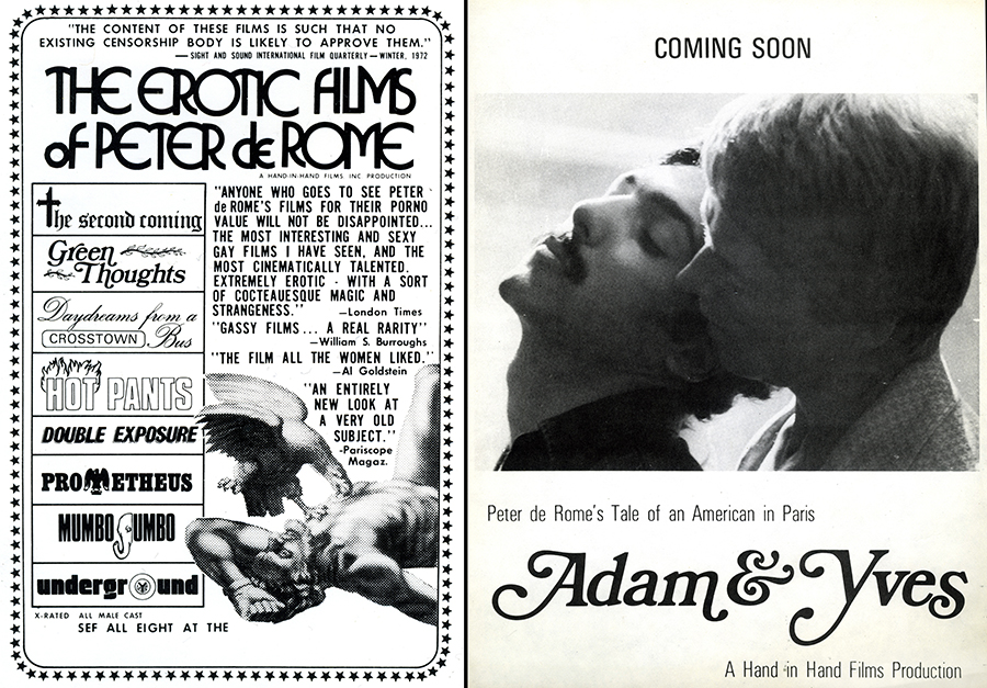 Posters for The Erotic Films of Peter de Rome and Adam & Yves