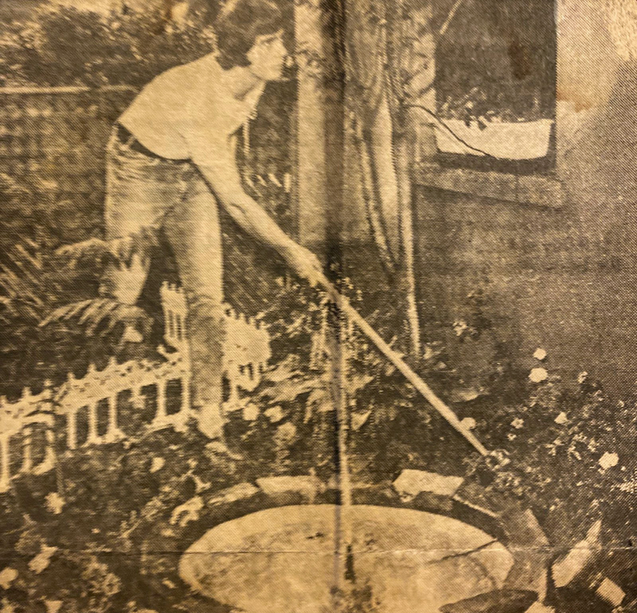 Will at age 18, gardening in a newspaper photo