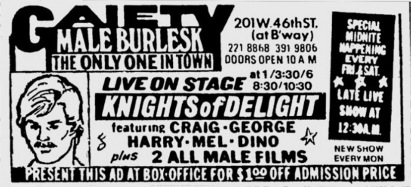 Gaiety Male Burlesk ad