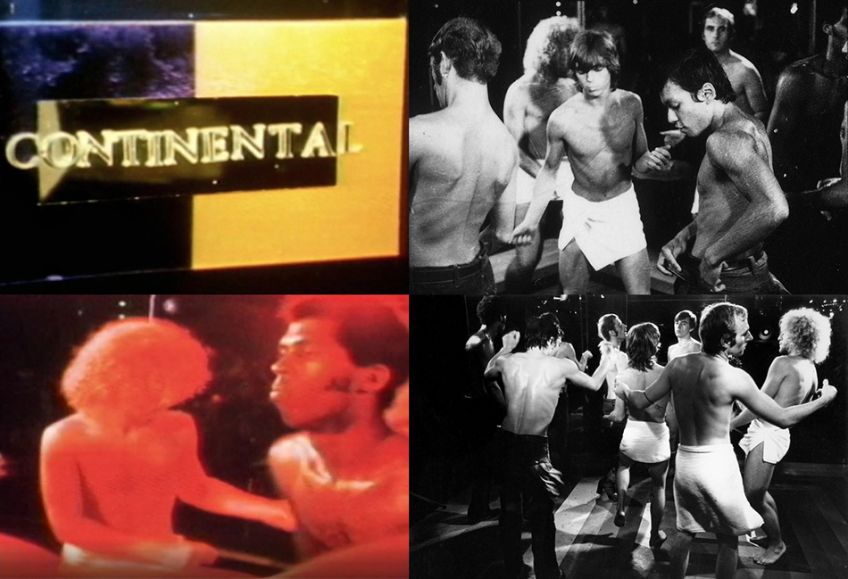 Continental interior sign and men dancing from Jack (1973)