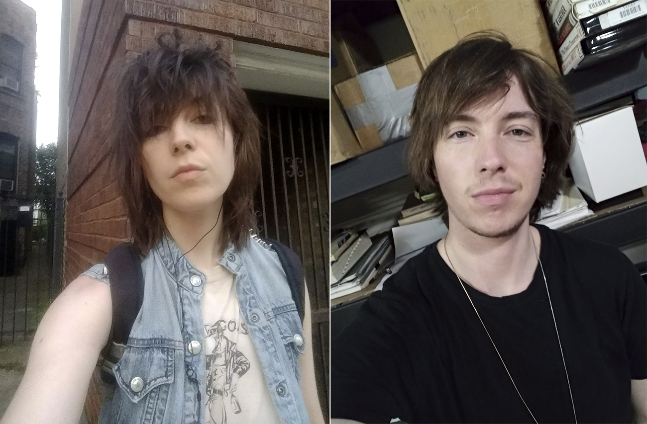 Jules before testosterone (left) and after (right)