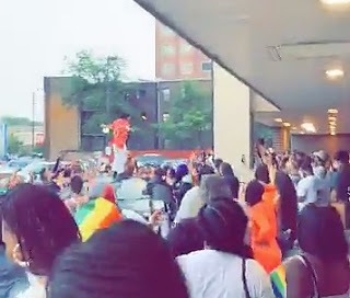 Jumping on cars, Chicago Pride Parade