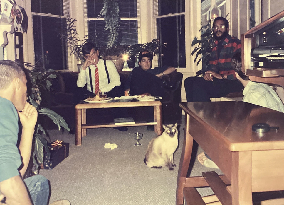 Friends in San Francisco apartment with organ