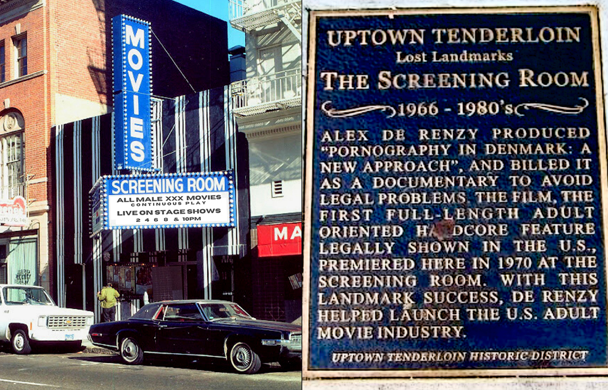 Screening Room Theater exterior and plaque