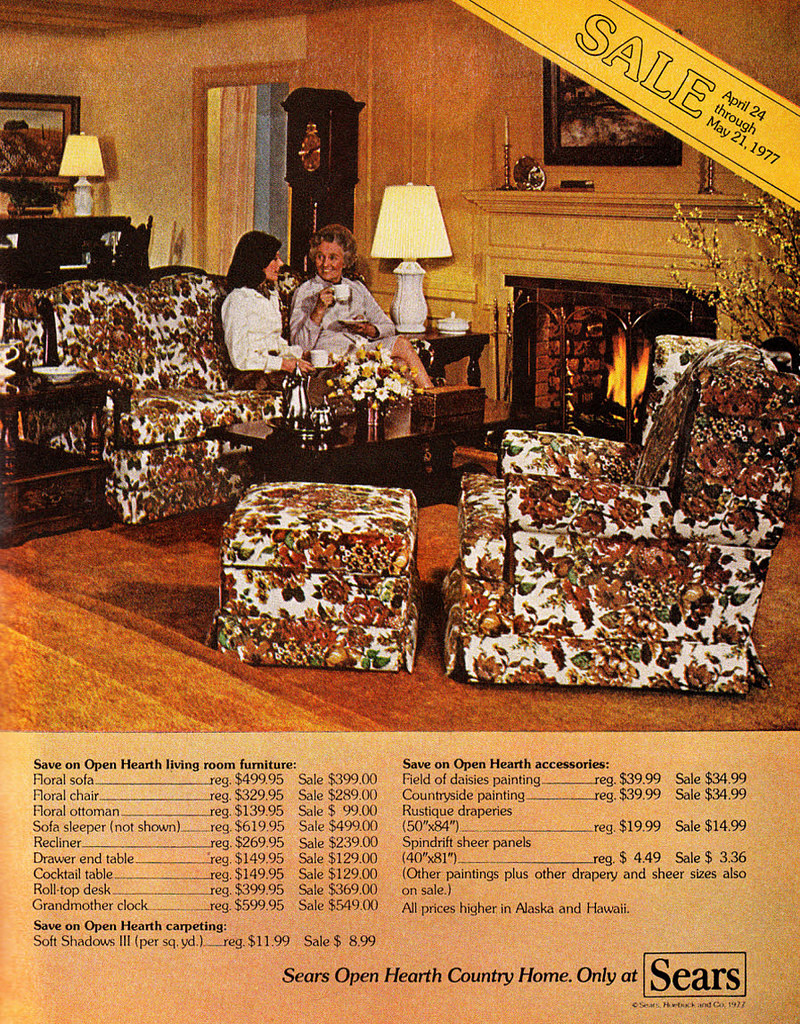 Sears furniture in catalog, 1970s