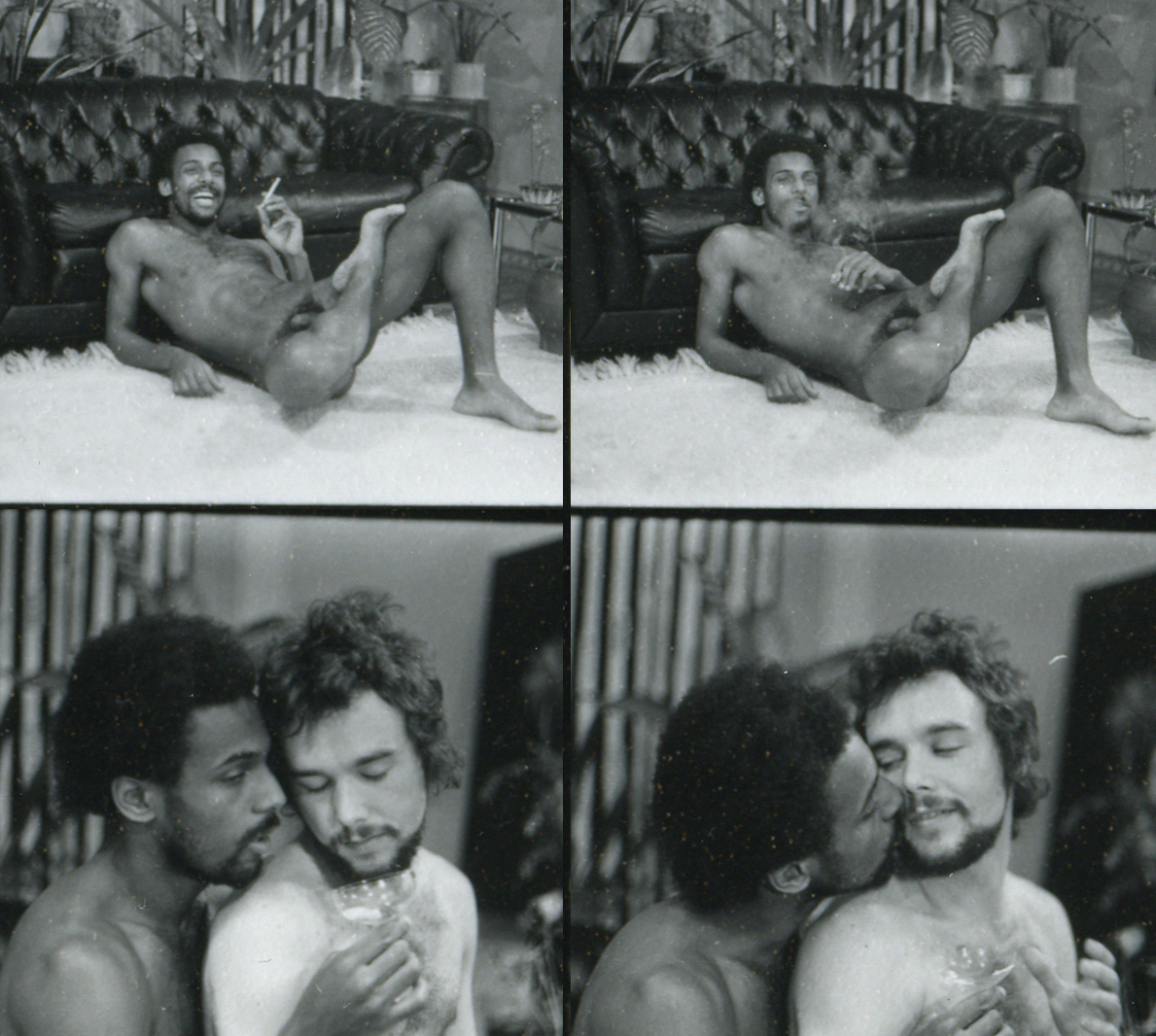Jamal Jones smoking between takes on the set of Arch Brown's classic gay porn The Night Before (1973)