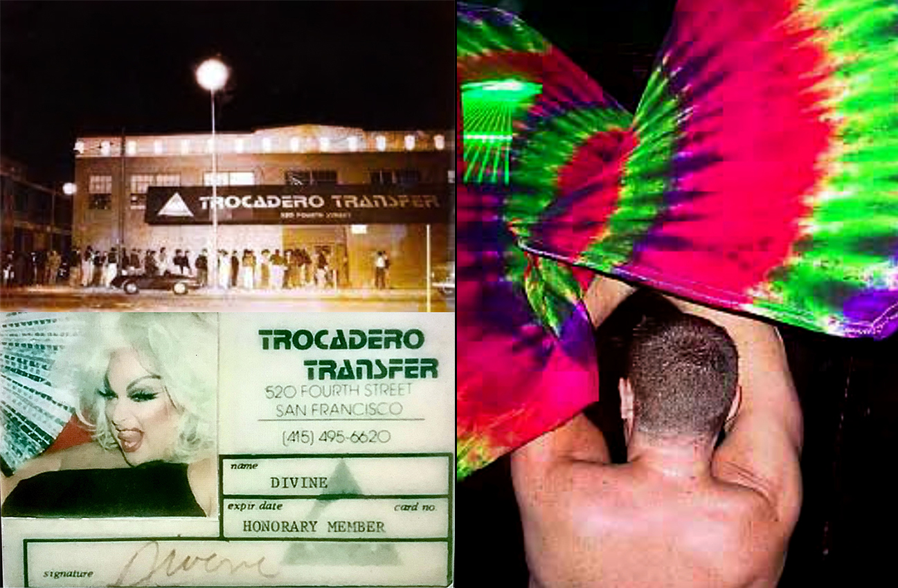 Trocodero Transfer exterior, Divine's honorary membership card, and a fan dancer