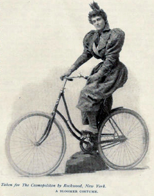 Victorian woman on bicycle, 1895