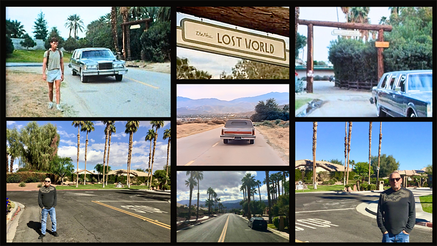 Screenplay's shooting location, The New Lost World: 1984 in the film (top) & 2024 during Josh Eliot's visit (bottom)