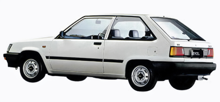 White Toyta Tercel hatchback