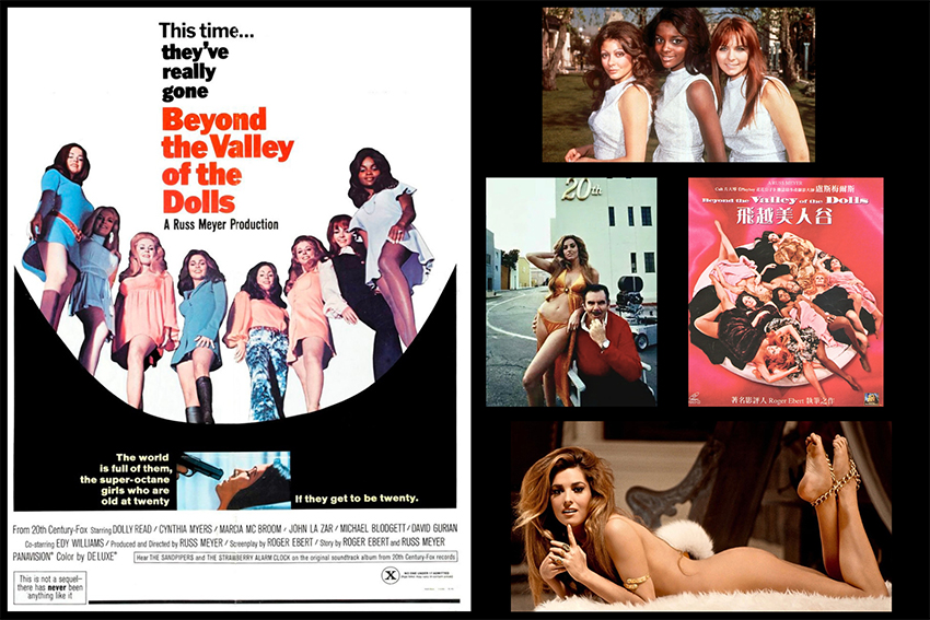 Beyond the Valley of the Dolls poster, The Carrie Nations, Russ Meyer and Edy Williams on the Fox back lot and my VCD from Japan