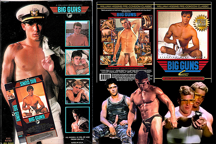 The original VHS box cover and the 20th Anniversary Edition DVD cover for Big Guns