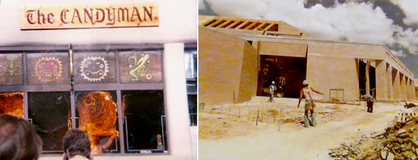 Candyman on fire, then being rebuilt