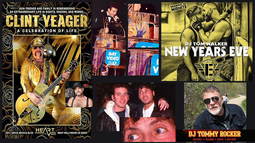 Clint Yeager's Memorial flyer, Josh Eliot's painted pants, DJ Tom Walker and Josh with TJ