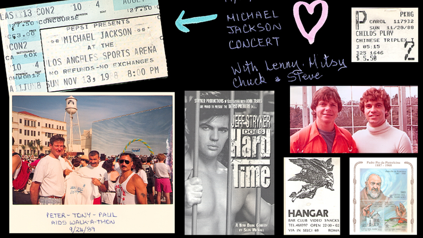 Tony blog image collage 4 with concert ticket, movie ticket stub, playbill and photos with friends