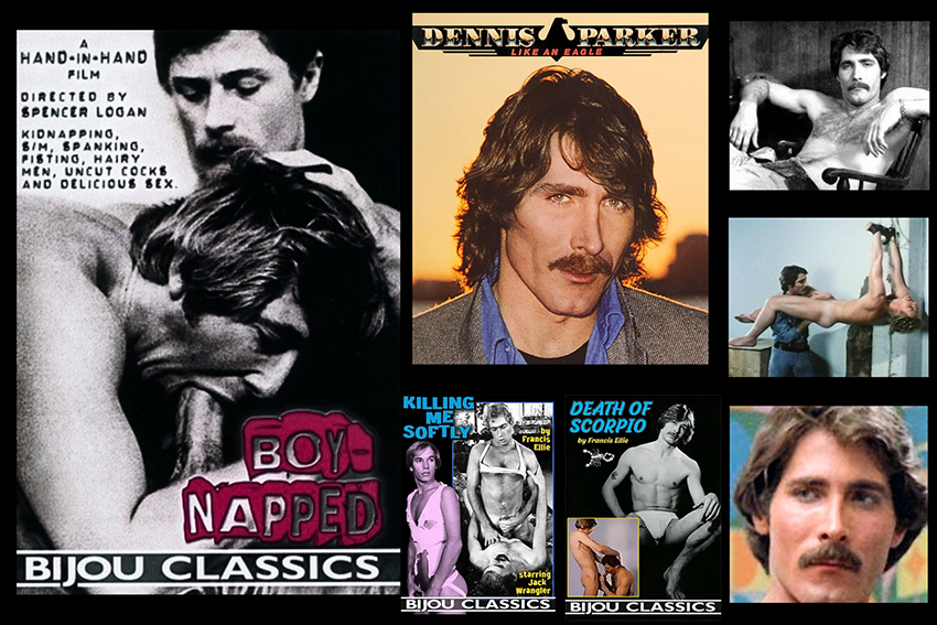 Covers of Killing Me Softly, Death of Scorpio and Boynapped, plus photos of Wade Nichols aka Dennis Parker and Boynapped movie stills