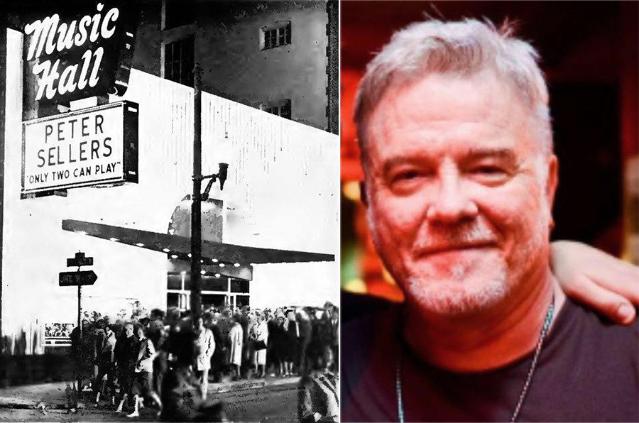 Music Hall exterior and close-up photo of Lester Temple