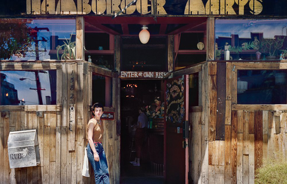 Patron hanging out in original Hamburger Mary's doorway