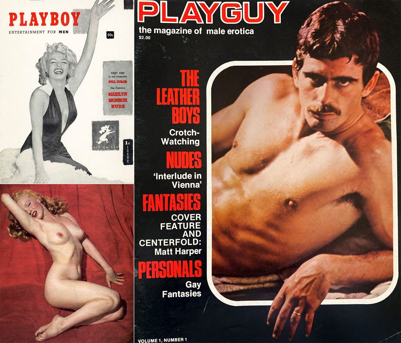 Marilyn Monroe in Playboy (L); Will Seagers in Playguy (R)