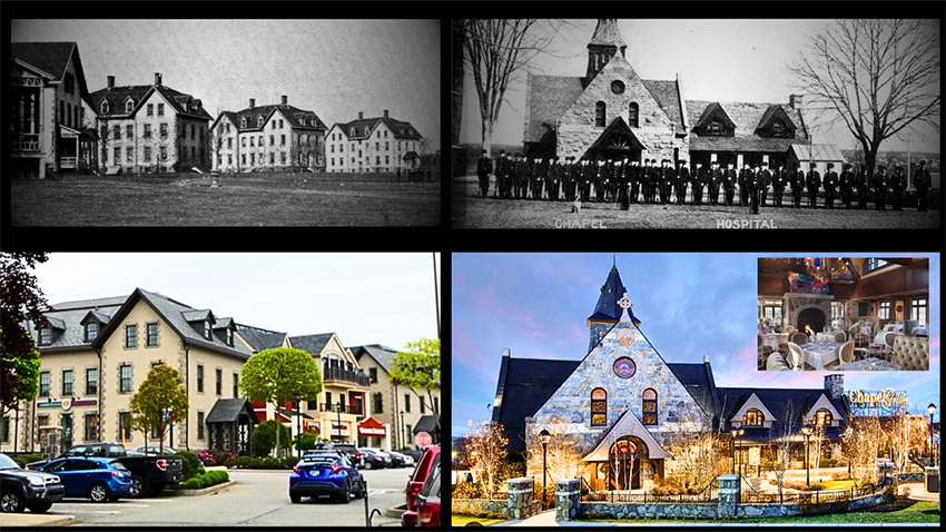Sockanosset: Three restored dormitories & the Old Chapel Hill Church, now Chapel Grille