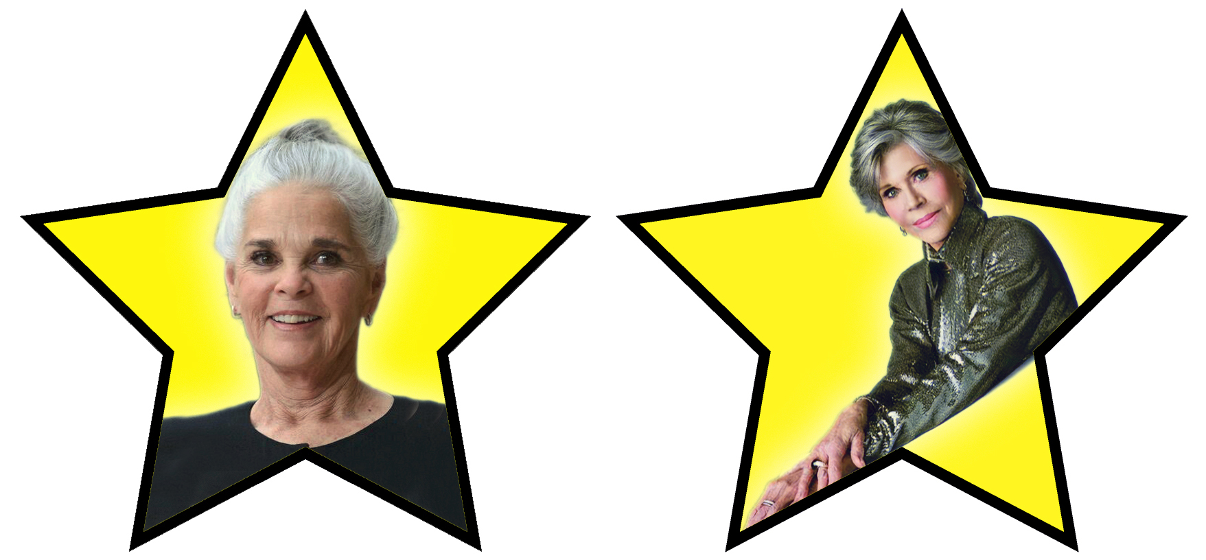 Ali MacGraw and Jane Fonda inside of stars