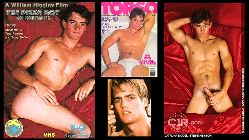 Steve Henson on the original Pizza Boy box cover and on the cover of Torso Magazine
