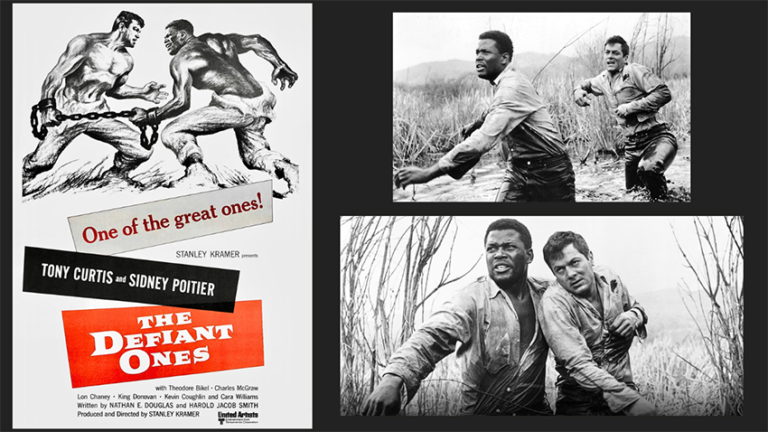 Sidney Poitier and Tony Curtis in The Defiant Ones