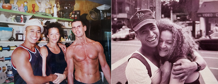 Will Seagers, his partner and their friend in a shop and outdoors
