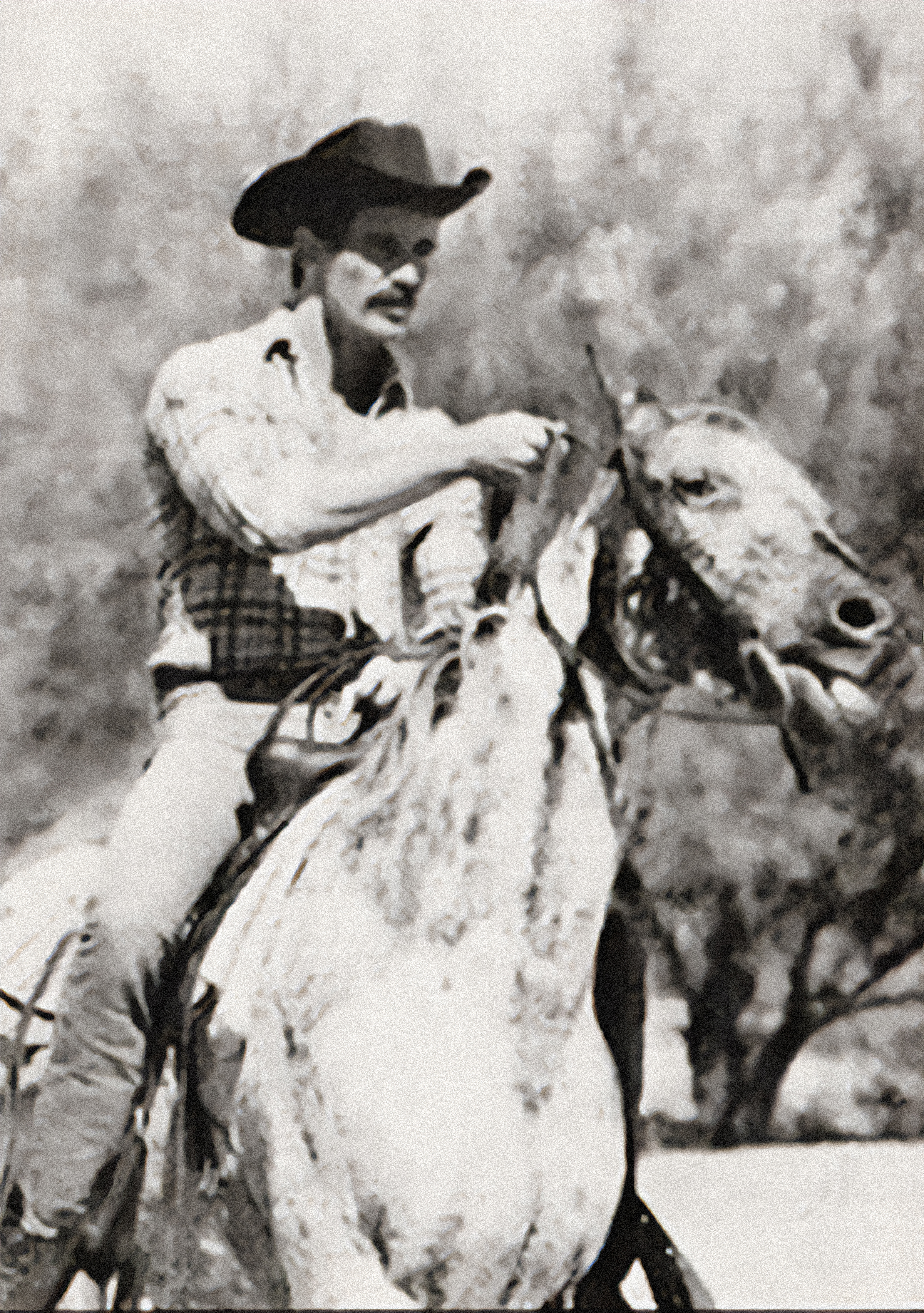 Will horseback in cowboy attire